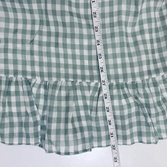 NWT Thirty/Thirty LA Green & White Gingham Dress, Babydoll Mini Dress, Medium - Picture 11 of 15